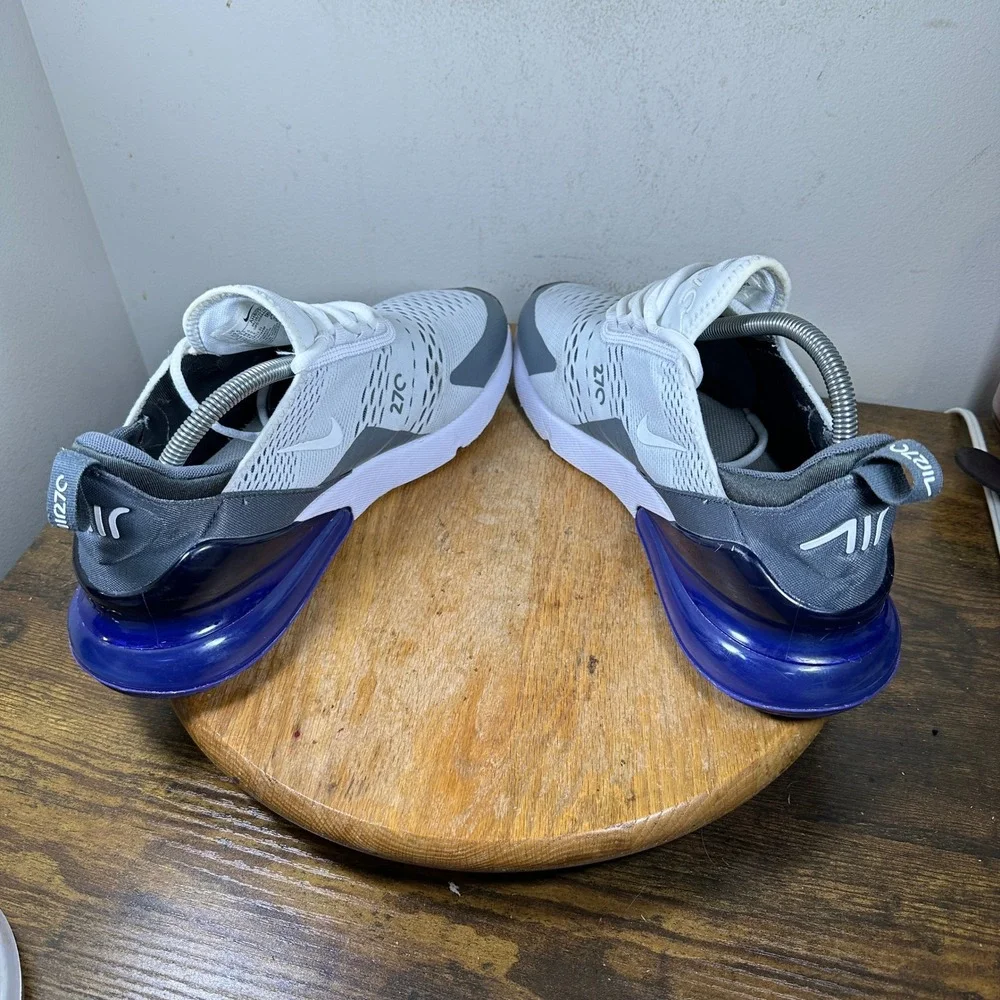Nike Air Max 270 Mens White Grey Purple Running Shoes AH8050-107 Size 10.5